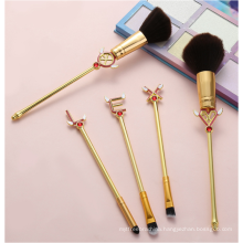New Fashion Private Label 5Pcs LOVE Power Blush Brush Tool Korea EXO  Gold Handle  Makeup Brush Set For Girls Gift